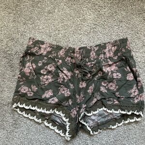Empyre Floral Pink and Green High Waist Shorts